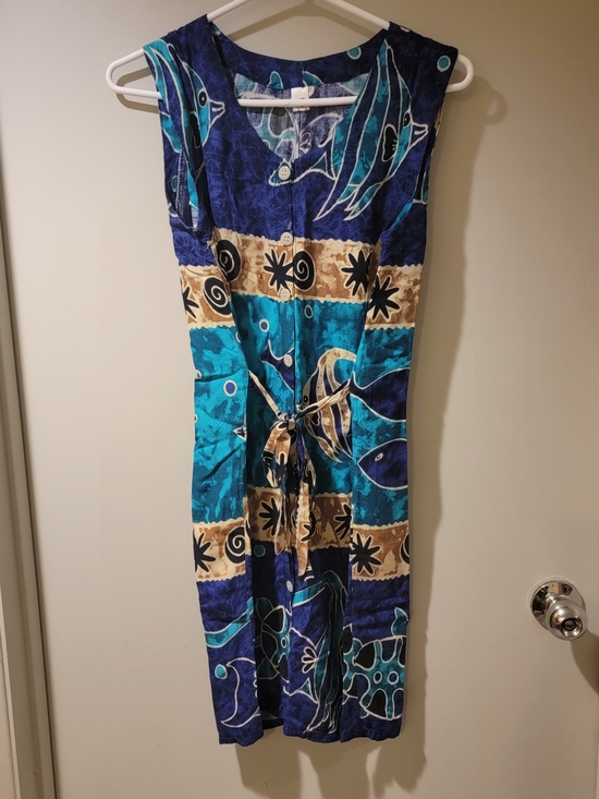 VENUS Dresses & Skirts - ⭐️ Venus - Tropical Print - Front Tie Midi Dress - Blue & Teal